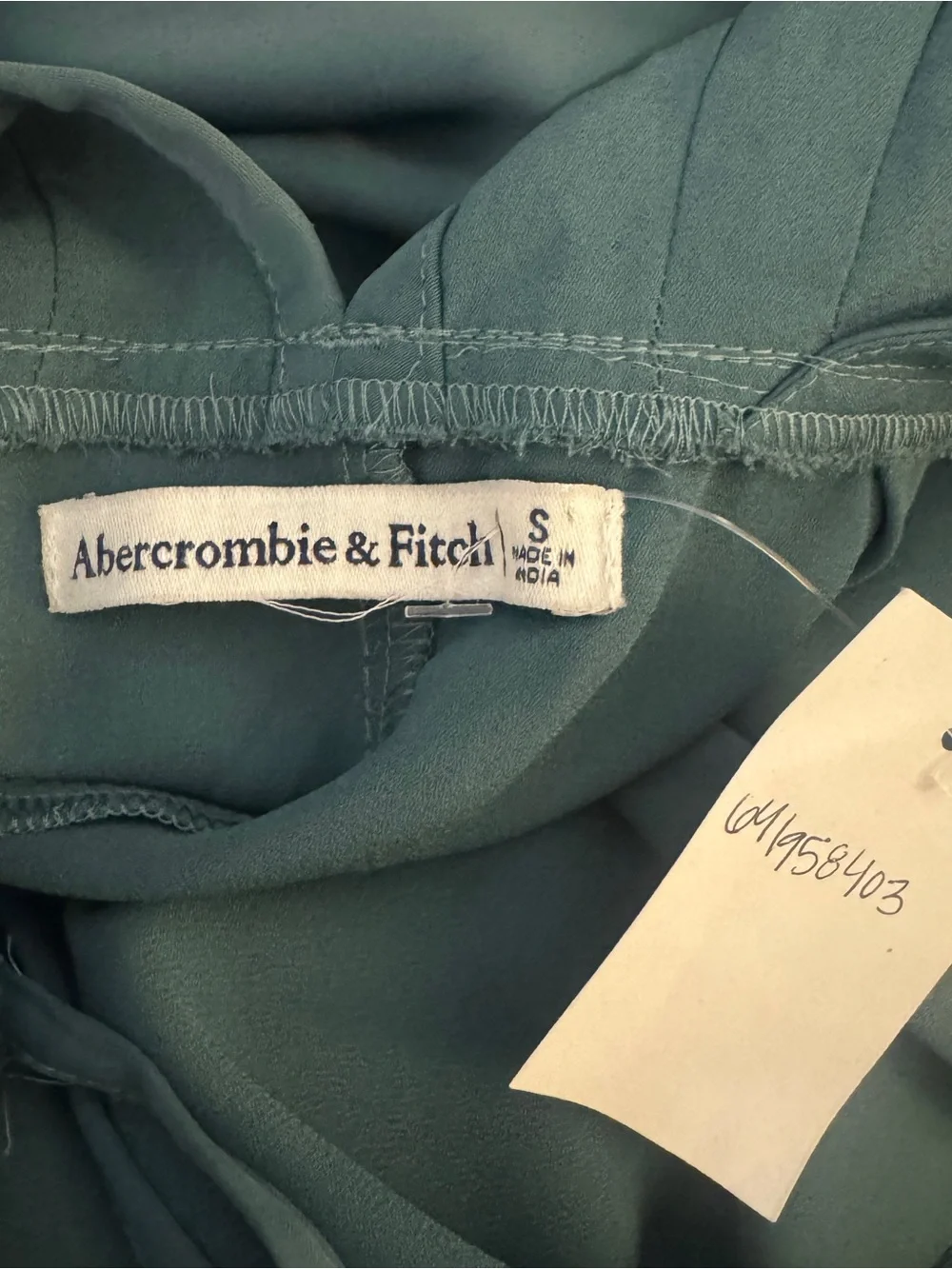 Abercrombie Satin Wrap Maxi Dress Teal Tie Shoulder Open Back Wedding Guest S